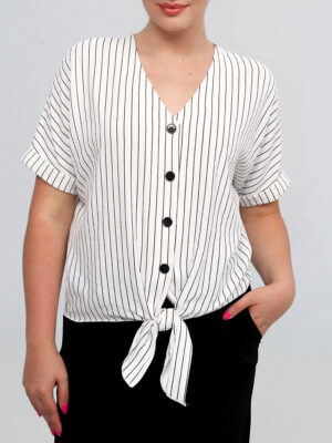 DEVIA S183T blouse tied with bottom with black stripes