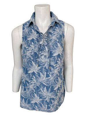 Motion MOM4096 printed sleeveless Lyocel blouse blue combo