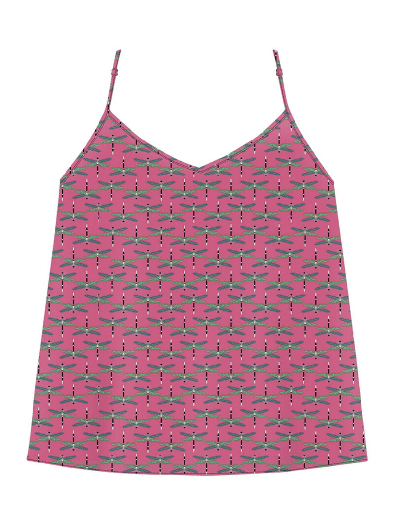 Lez a Lez 7215L Scarlet v-neck camisole with thin straps pink combo
