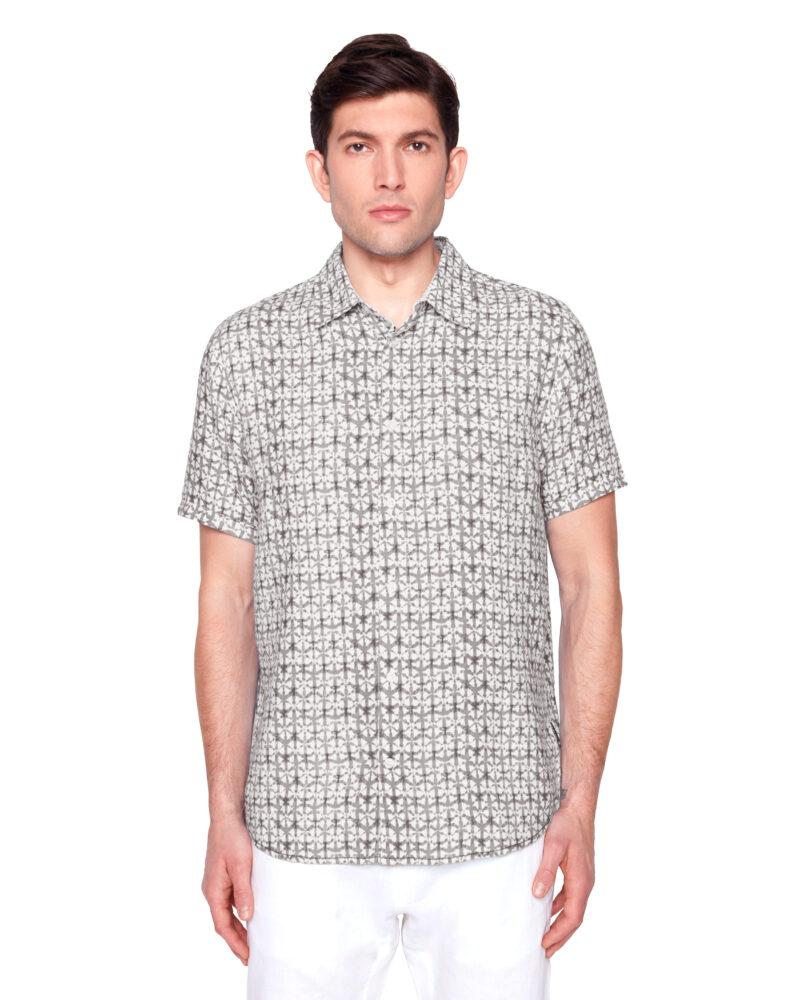 Projek Raw 142215-gray printed linen shirt