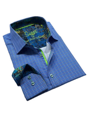 Sugar FAYE long-sleeved shirt in blue combo printed microfiber
