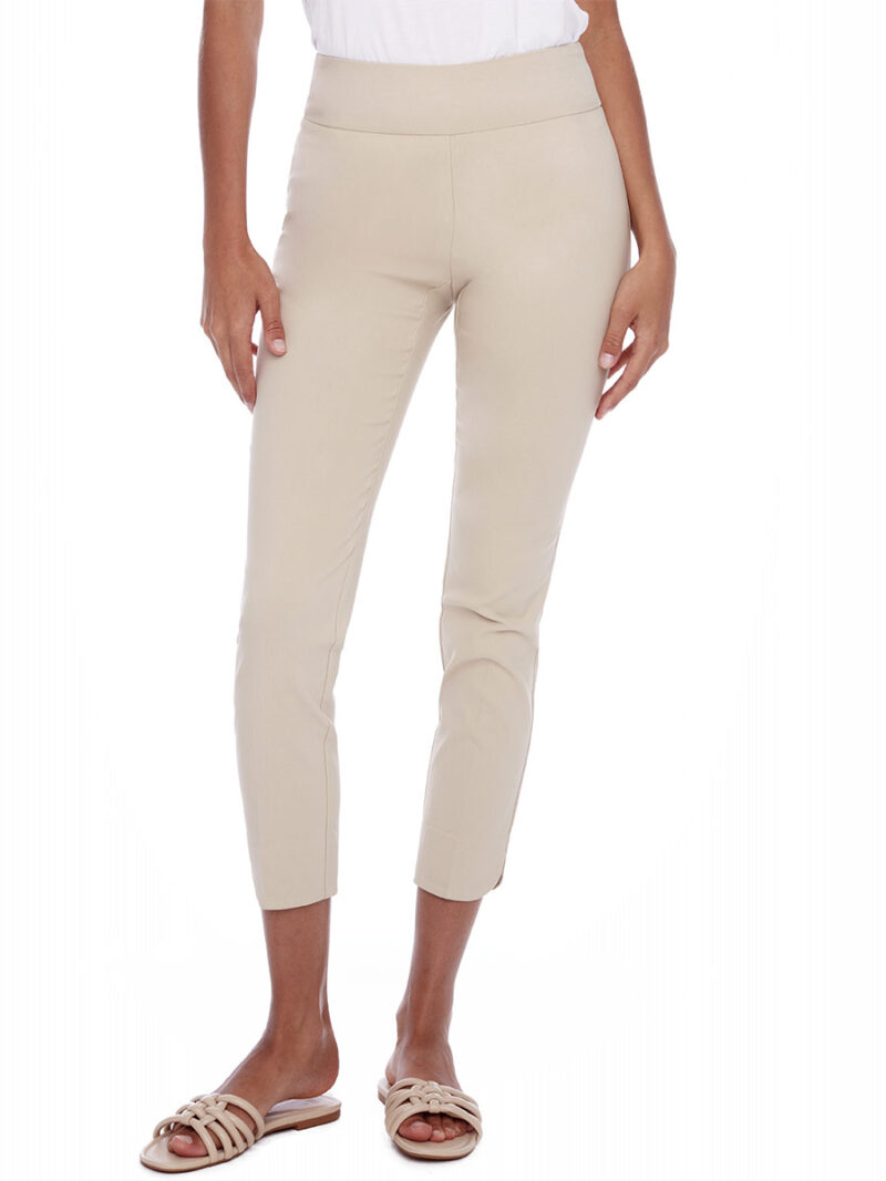 UP 65027A stretch and comfortable ankle pants with pull-on waist beige