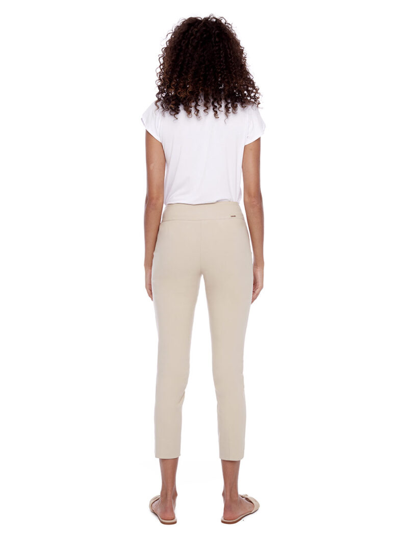 UP 65027A stretch and comfortable ankle pants with pull-on waist beige