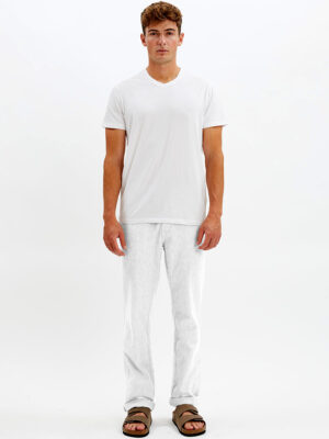 Pantalon en lin blanc Point Zero 7269209 avec taille élastique et cordon