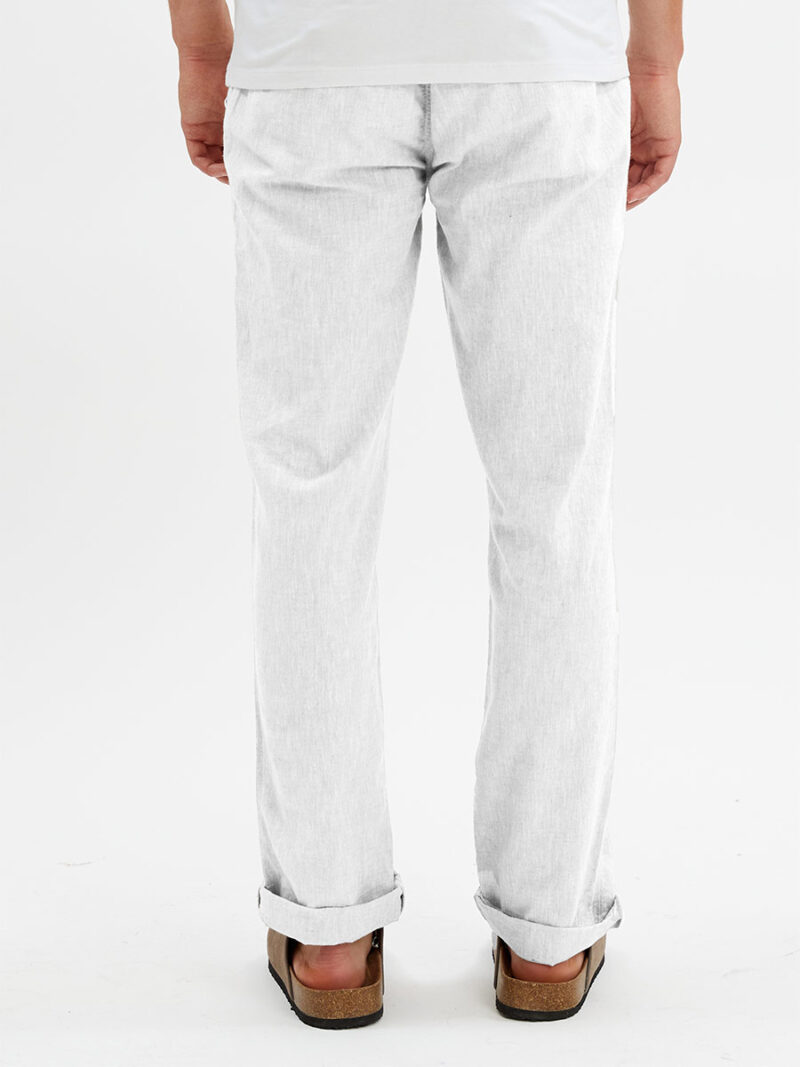 Point Zero 7269209 white linen pants with elastic waist and drawstring