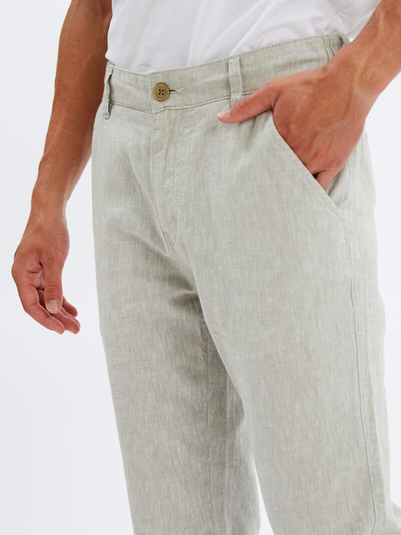 Point Zero 7269209 naturel linen pants with elastic waist and drawstring