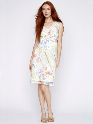CoCo Y Club Dress 241-2314 in Multicolor Combo Sleeveless Printed mesh