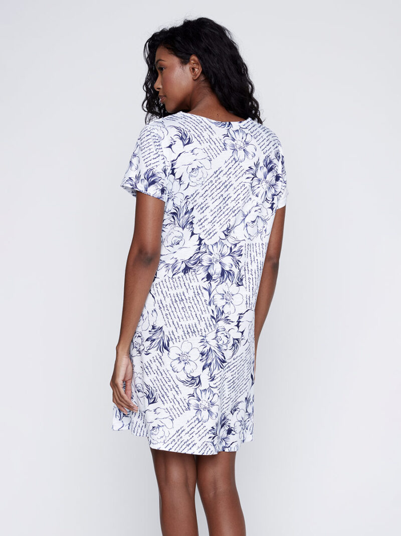 CoCo Y Club 241-2373 dress printed short sleeves white and navy combo