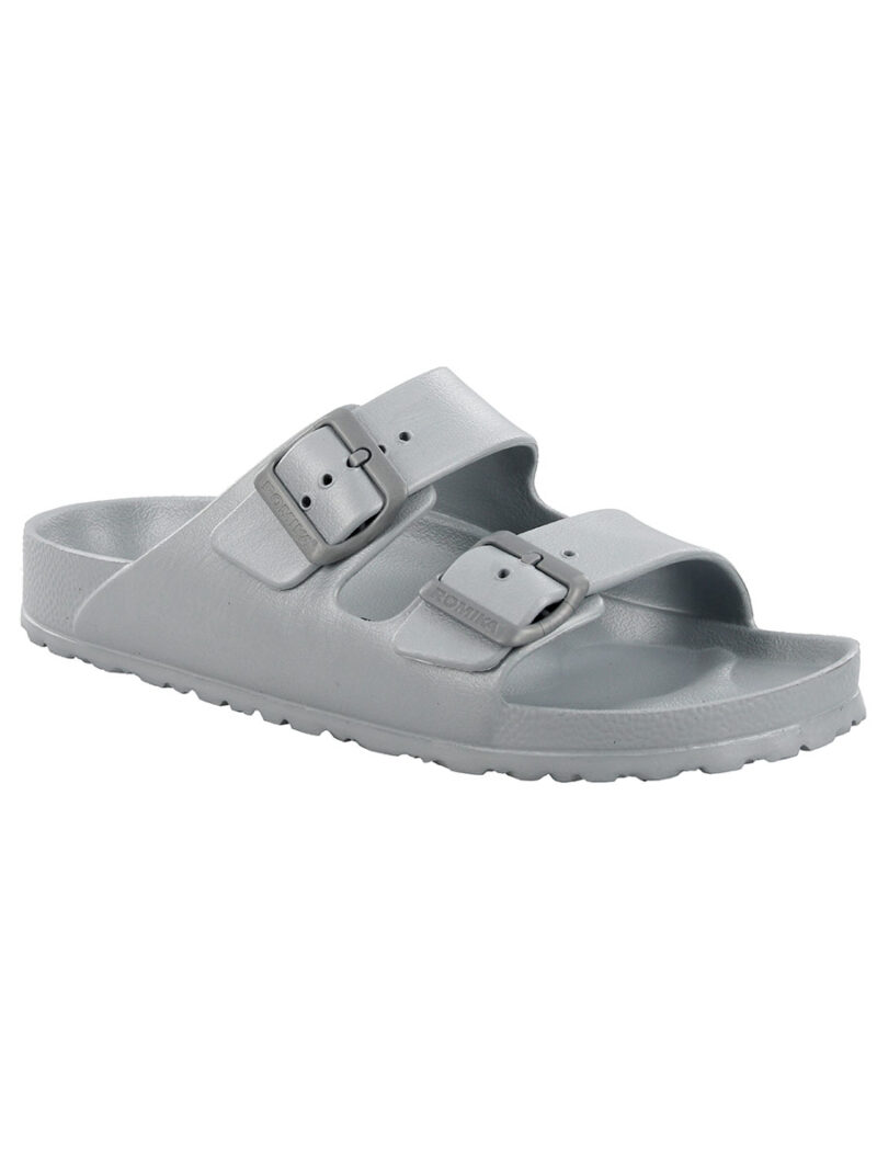 Romika R499912F sandal with 2 adjustable buckles silver color