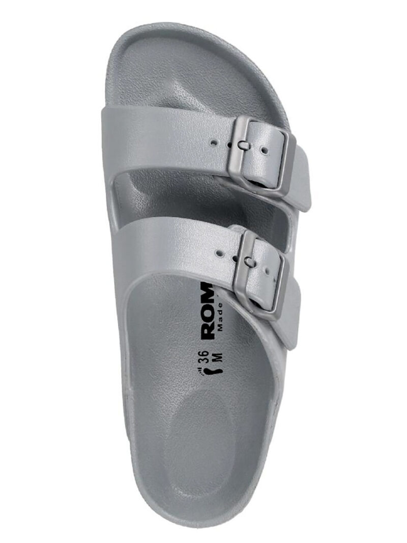 Romika R499912F sandal with 2 adjustable buckles silver color