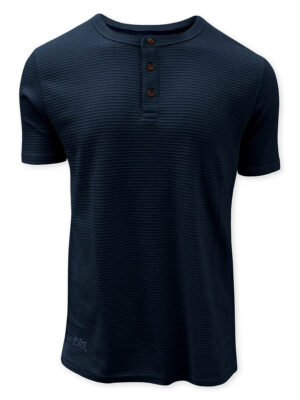 T-Shirt Point Zero 7261209 manches courtes style Henley texturé marine