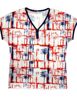 CoCo Y Club T-shirt 241-2302, printed 3/4 sleeves, V-neck