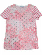 T-shirt CoCo Y Club 241-2321 imprimé manches courtes combo rose