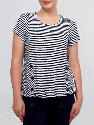 DEVIA S102T short-sleeved t-shirt with navy stripes