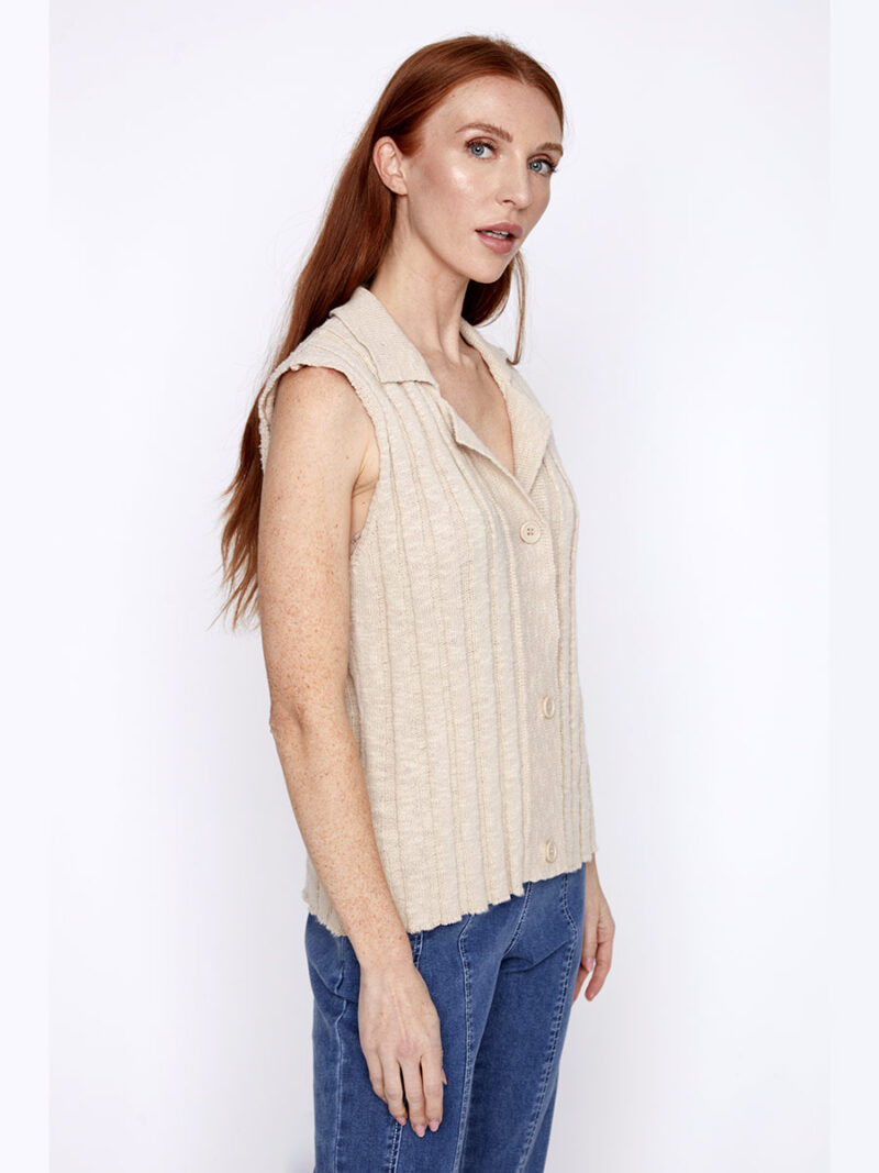 CoCo Y Club 241-1901 sleeveless knit top beige