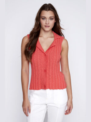 CoCo Y Club 241-1901 sleeveless knit top coral