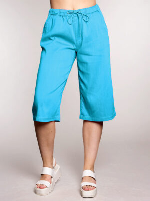 Carelli T1006 gaucho Bermuda shorts in tencel turquoise