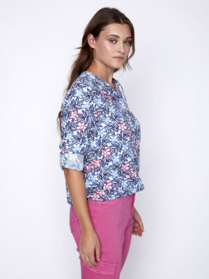 CoCo Y Club 241-2260 printed long-sleeved V-neck blouse