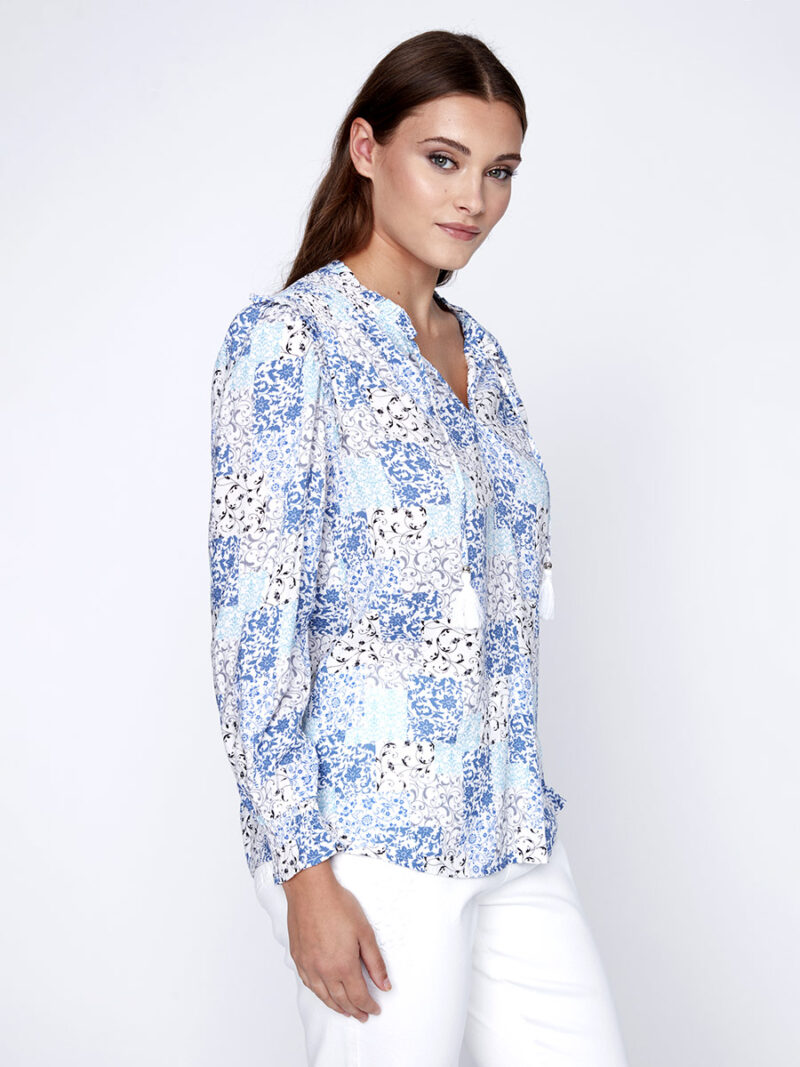 CoCo Y Club blouse 241-2264 long sleeves printed V-neck