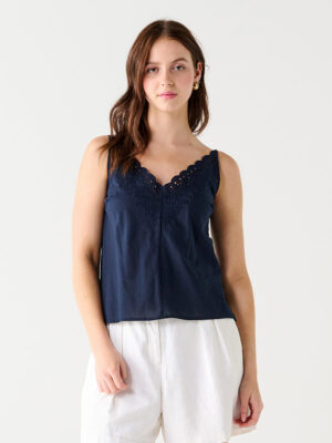 Black Tape camisole 2323521T cotton, navy English embroidery