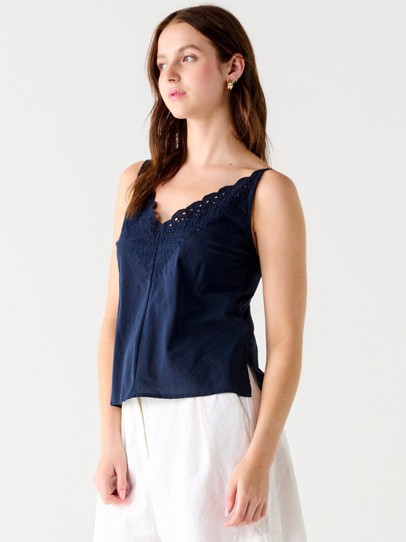 Camisole Black Tape 2323521T coton  broderie anglaise marine