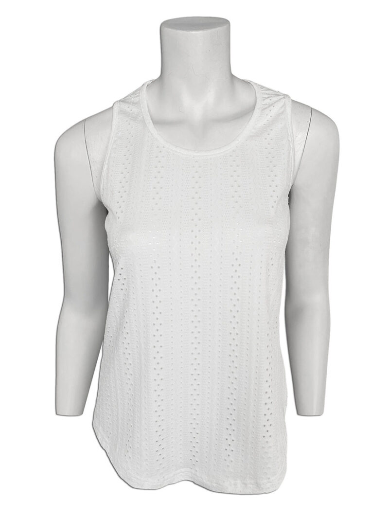 Motion white tank top MOM4161 stretchy and textured