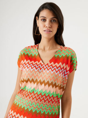 Sweater  Garcia P40212 short sleeves multicolor zigzag stripes