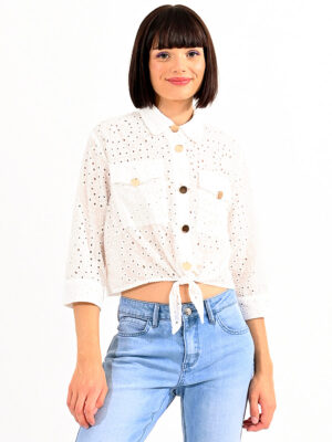 Lili Sidonio white blouse LAL233CE short tie at the front