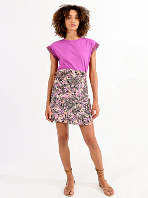 Molly Bracken short skirt LA1483ACP pink combo print