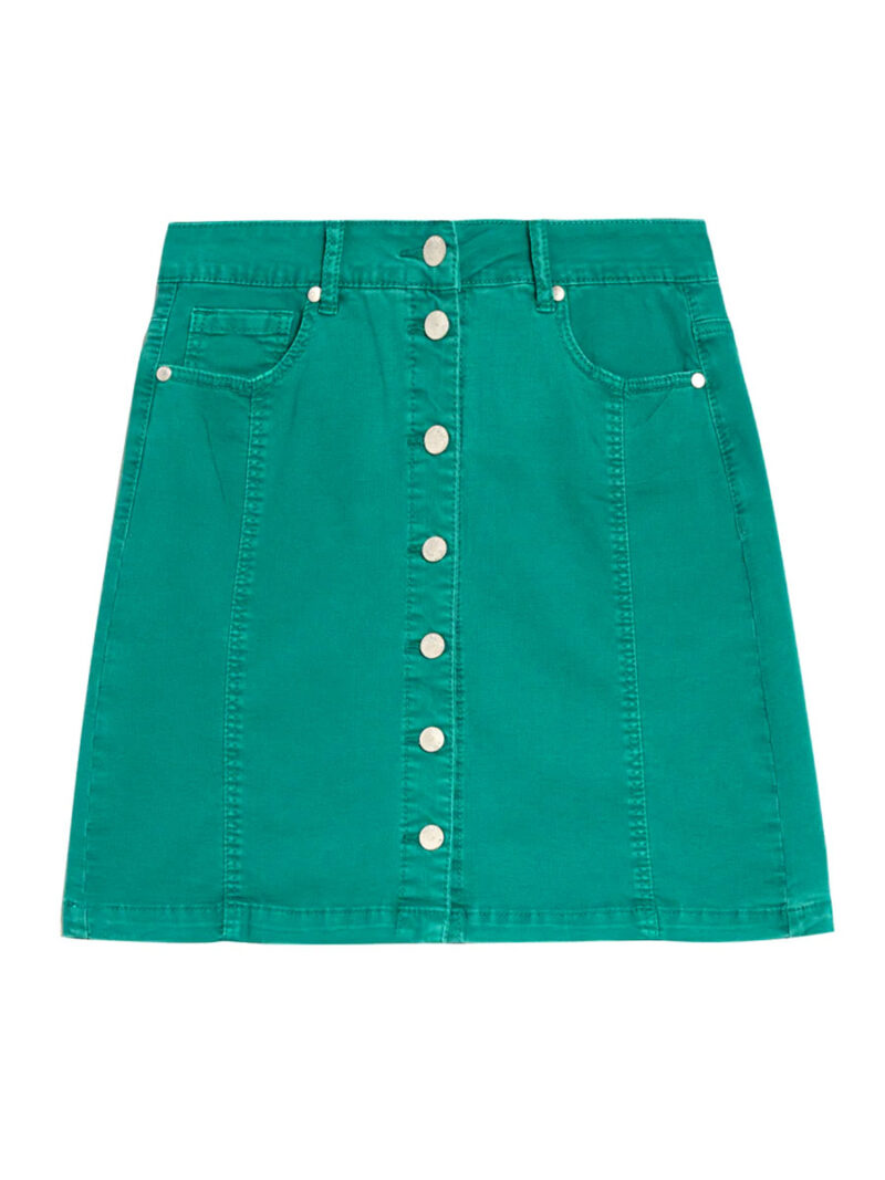 Lois 2982-7802-47 buttoned short skirt in stretch length green