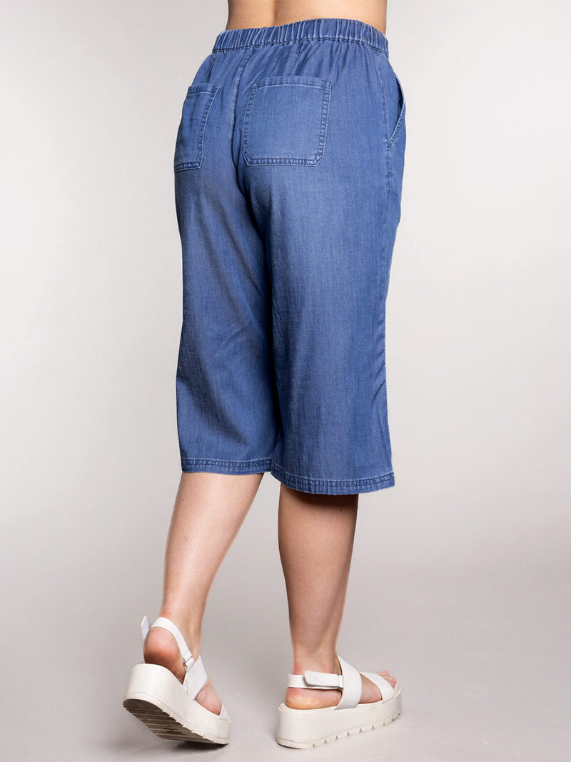 Pantalon Carelli T1003 jambe large 7/8 en tencel bleu denim