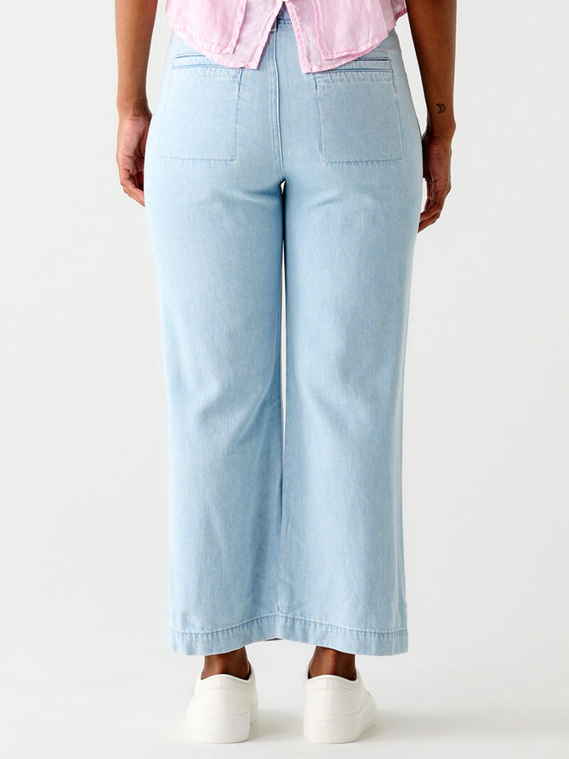 Pantalon Dex 2322750D jambe large 7/8 tencel bleu pâle