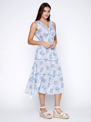 CoCo Y Club 241-2263 long printed sleeveless dress
