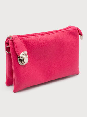 Caracol 7012 soft handbag with 3 pockets fuschia color