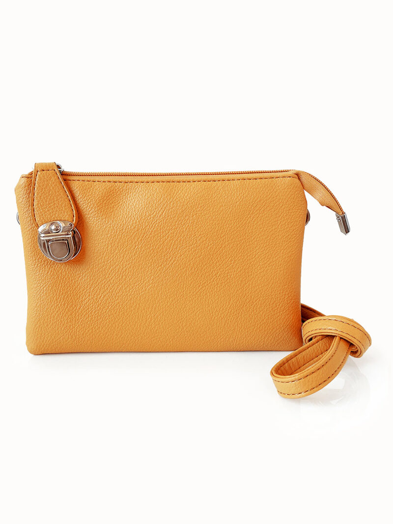 Caracol 7012 soft handbag with 3 pockets yellow color