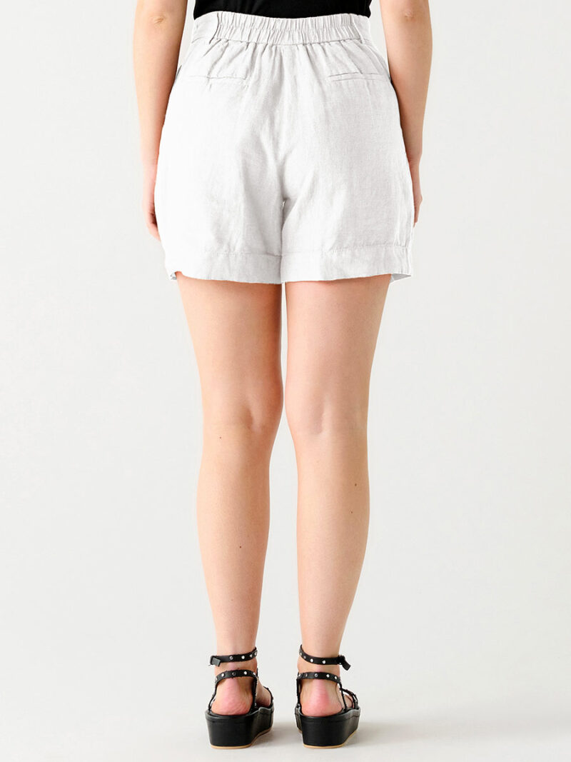 Shorts Black Tape 2322721T-plain linen blend white color