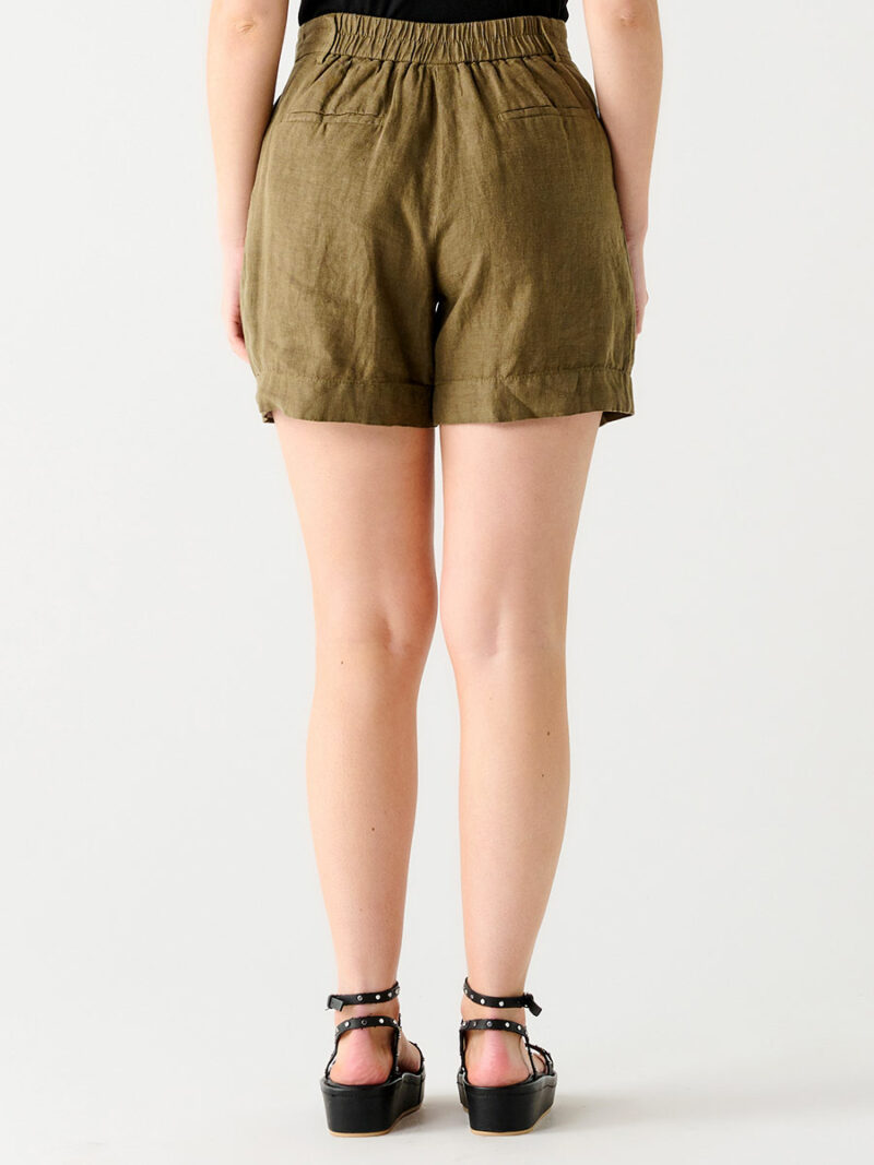 Shorts Black Tape 2322721T-plain linen blend khaki color
