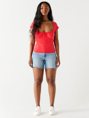 Dex Top 2324012D fitted short sleeves red color