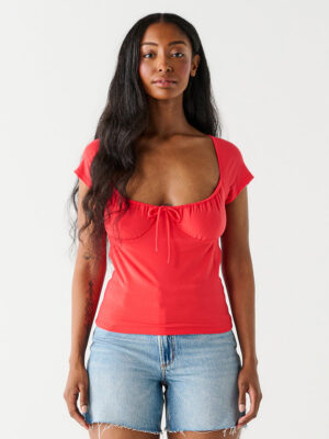 Dex Top 2324012D fitted short sleeves red color