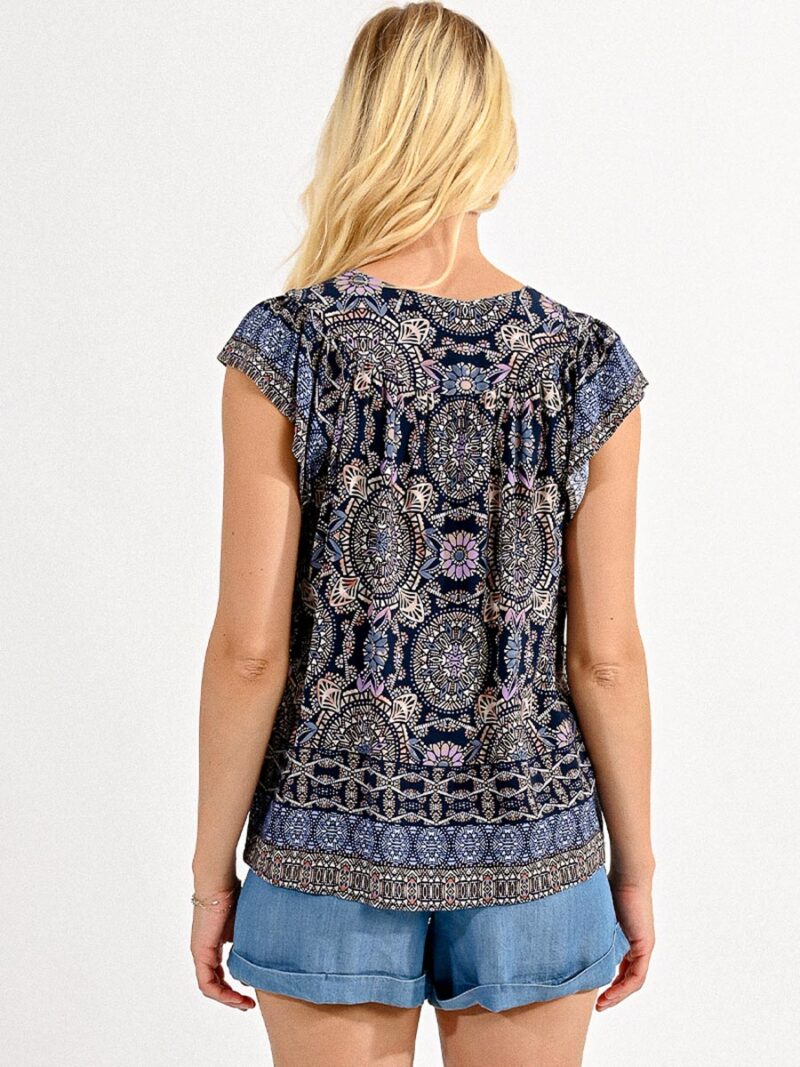Molly Bracken top N267CP with multicolored short-sleeved pattern