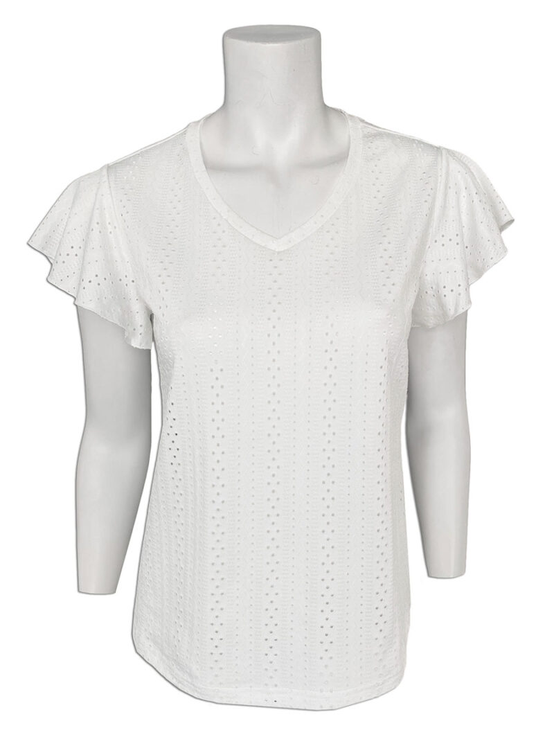 Top Motion MOM4160 manches courtes extensible texture pointelle blanc
