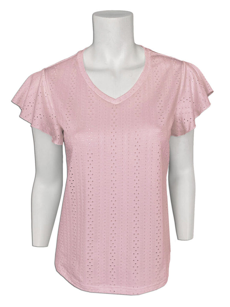 Top Motion MOM4160 manches courtes extensible texture pointelle rose
