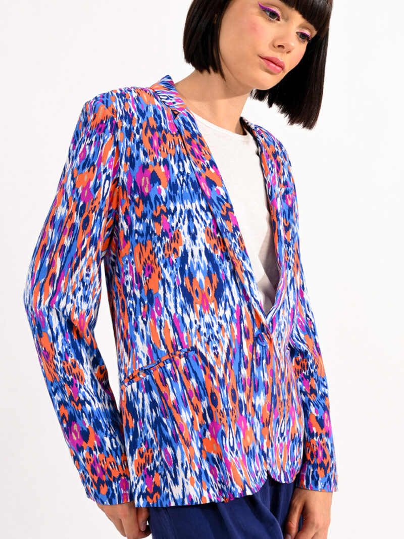 Lili Sidonio TLR142CP jacket with graphic pattern print royal blue combo