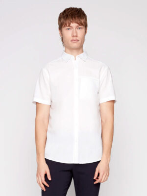 Projek Raw 144221 Short Sleeve Textured Cotton Shirt white color