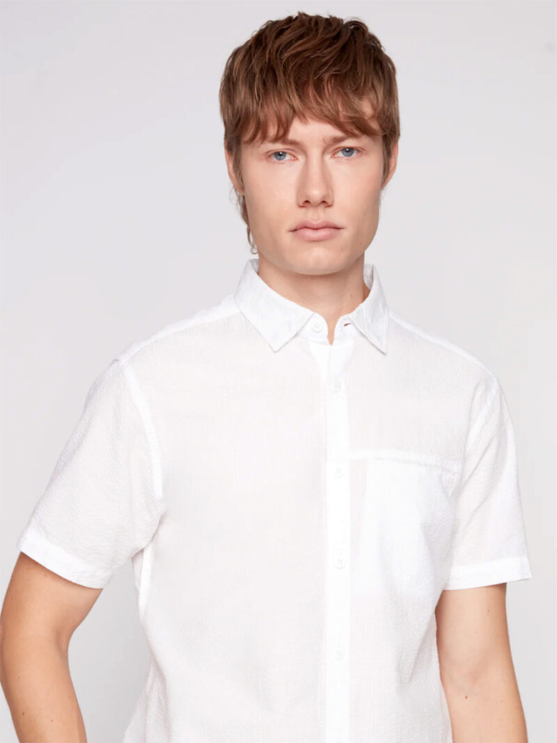 Projek Raw 144221 Short Sleeve Textured Cotton Shirt white color