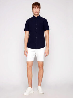 Projek Raw 144221 Short Sleeve Textured Cotton Shirt navy color