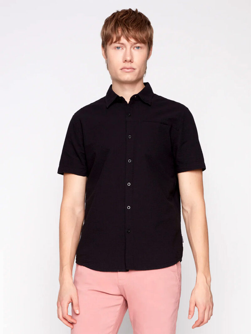 Projek Raw 144221 Short Sleeve Textured Cotton Shirt black color