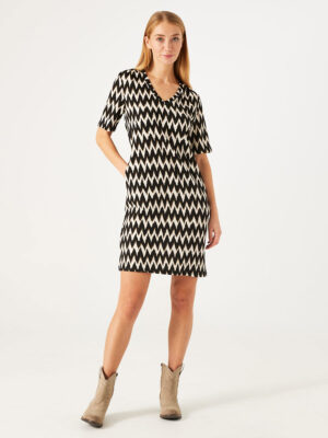 Garcia O40082 short sleeve zigzag print dress