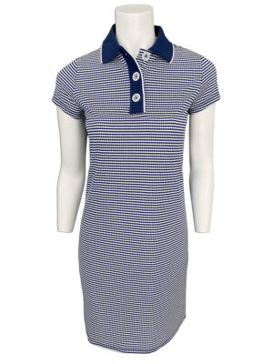 Motion dress MOM7214 navy and white combo stripe polo collar