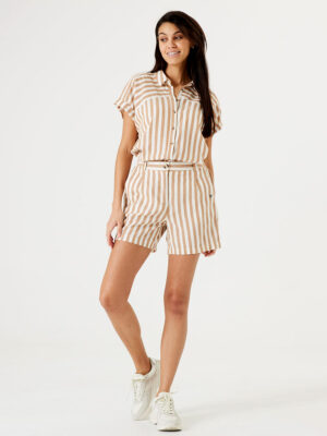 Shorts Garcia P40342 in cotton with beige stripes